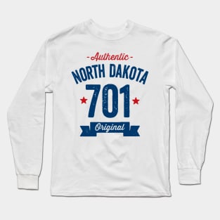 Authentic North Dakota 701 Area Code Long Sleeve T-Shirt